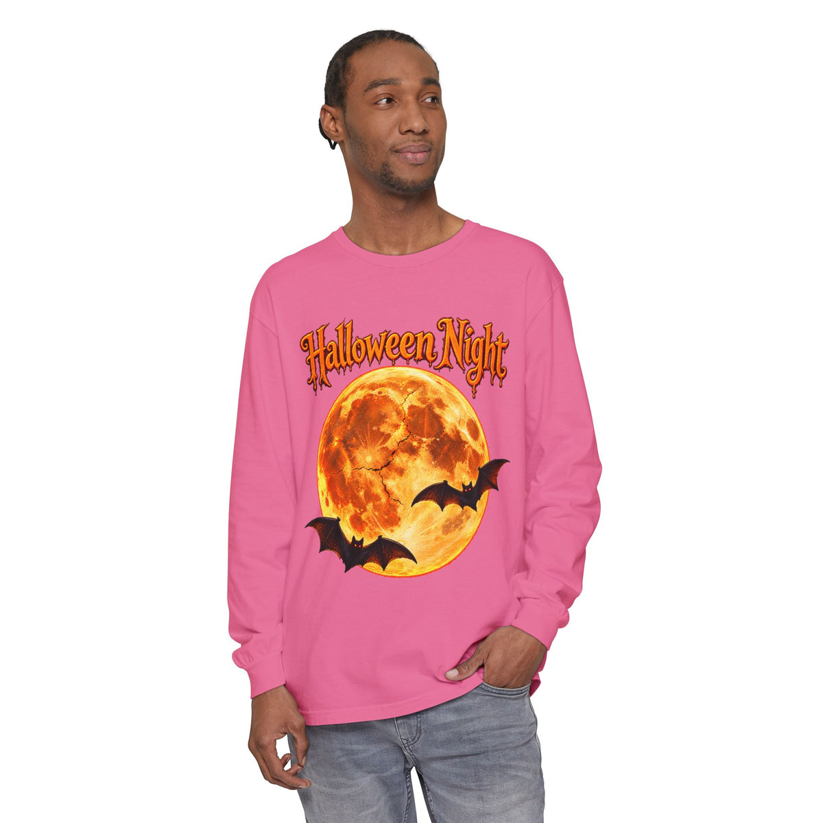 Halloween Night Moon bats Long Sleeve T-Shirt | Halloween