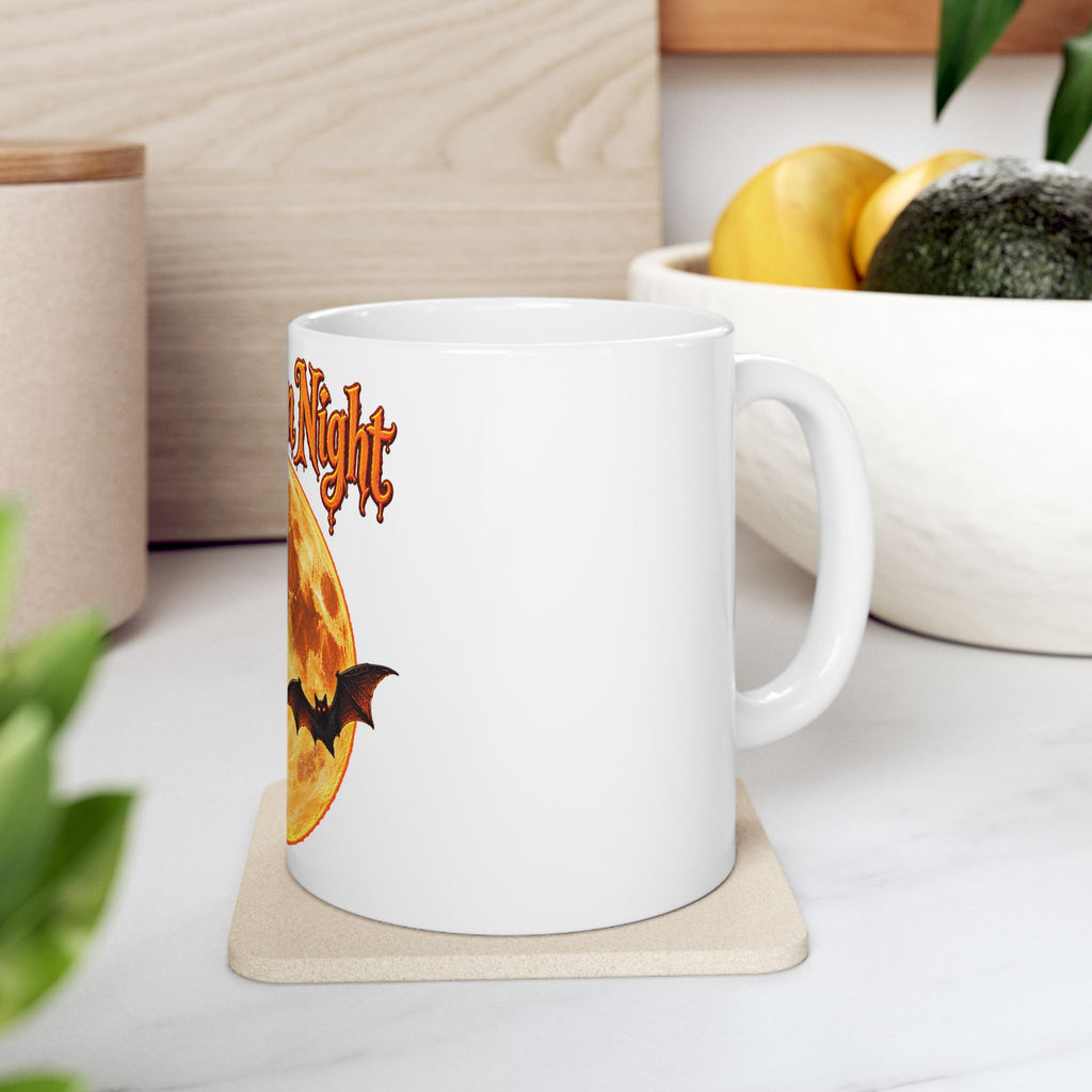 Halloween Night Moon Mug | Bat Silhouette Ceramic Mug