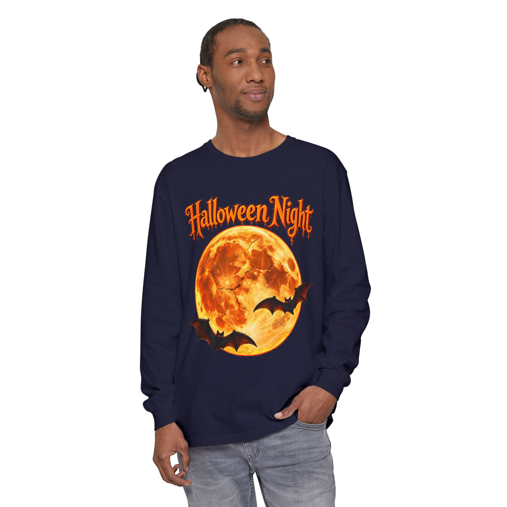 Halloween Night Moon bats Long Sleeve T-Shirt | Halloween