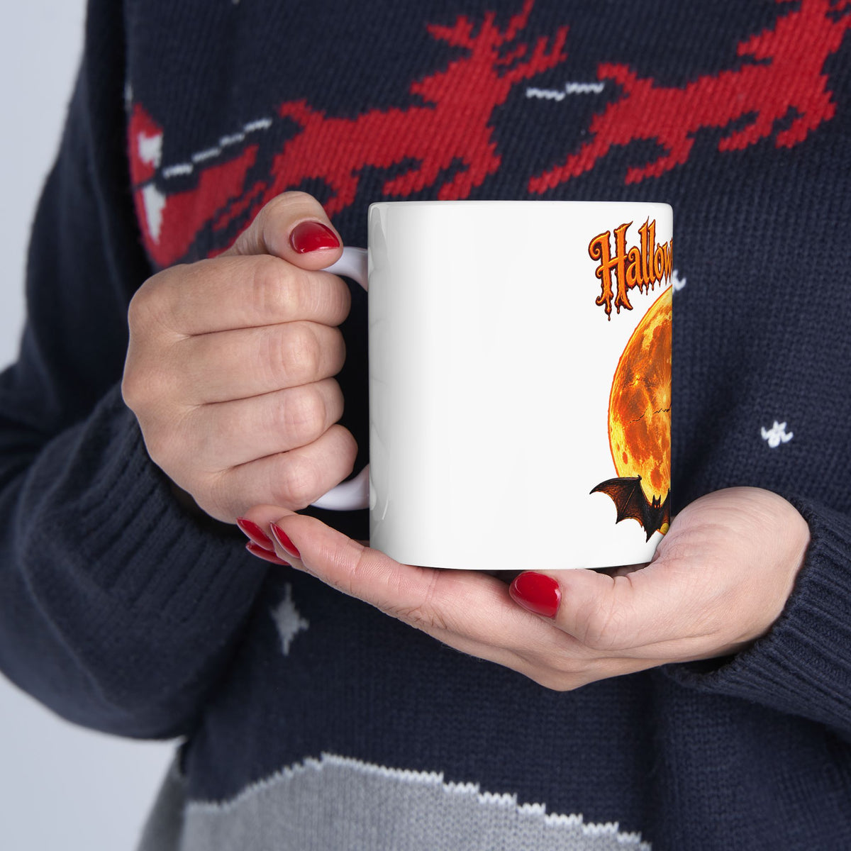 Halloween Night Moon Mug | Bat Silhouette Ceramic Mug