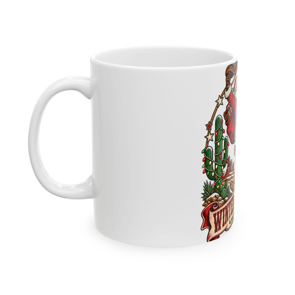 Santa on Rocking Reindeer Mug | Winter Rides West Christmas Coffee Cup