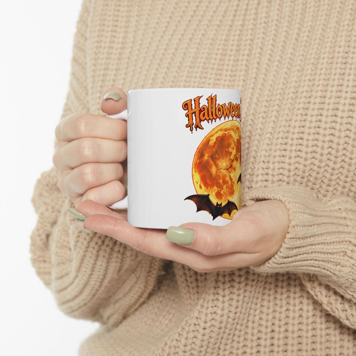 Halloween Night Moon Mug | Bat Silhouette Ceramic Mug