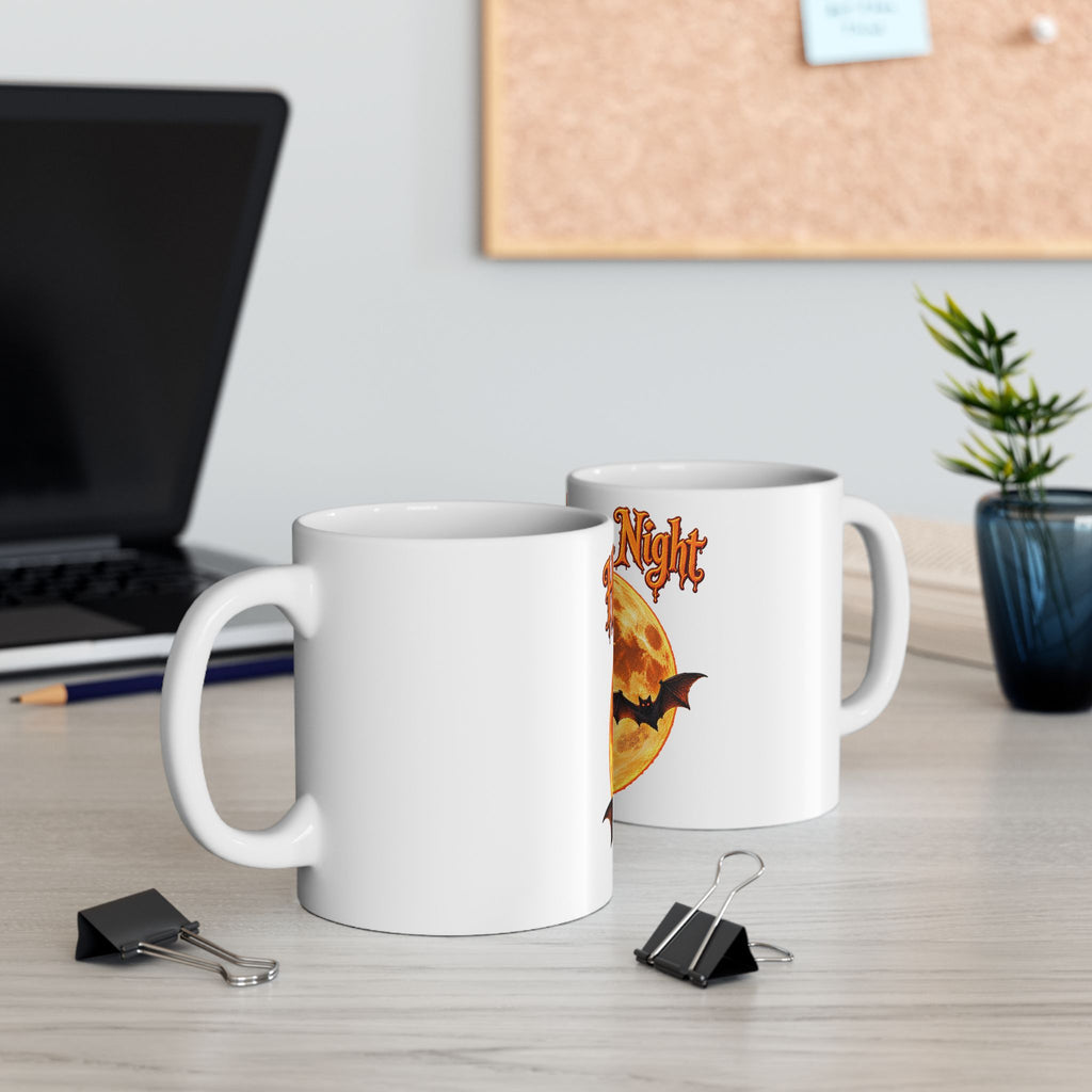 Halloween Night Moon Mug | Bat Silhouette Ceramic Mug