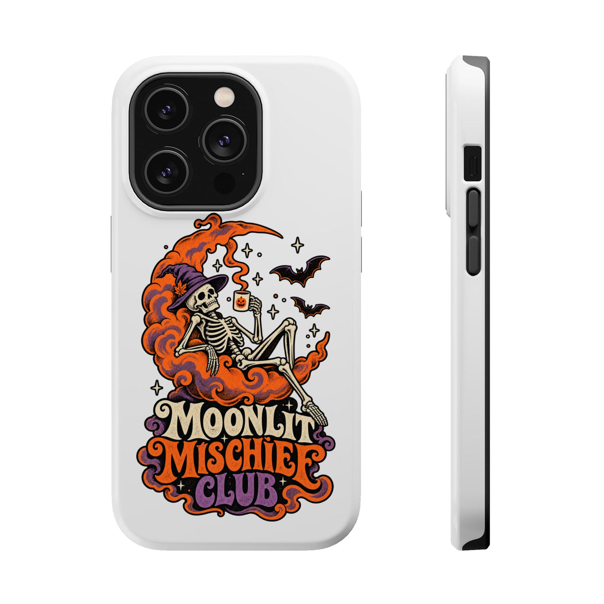 Moonlit Mischief Club Phone Case | Skeleton, Moon, Bats, Halloween