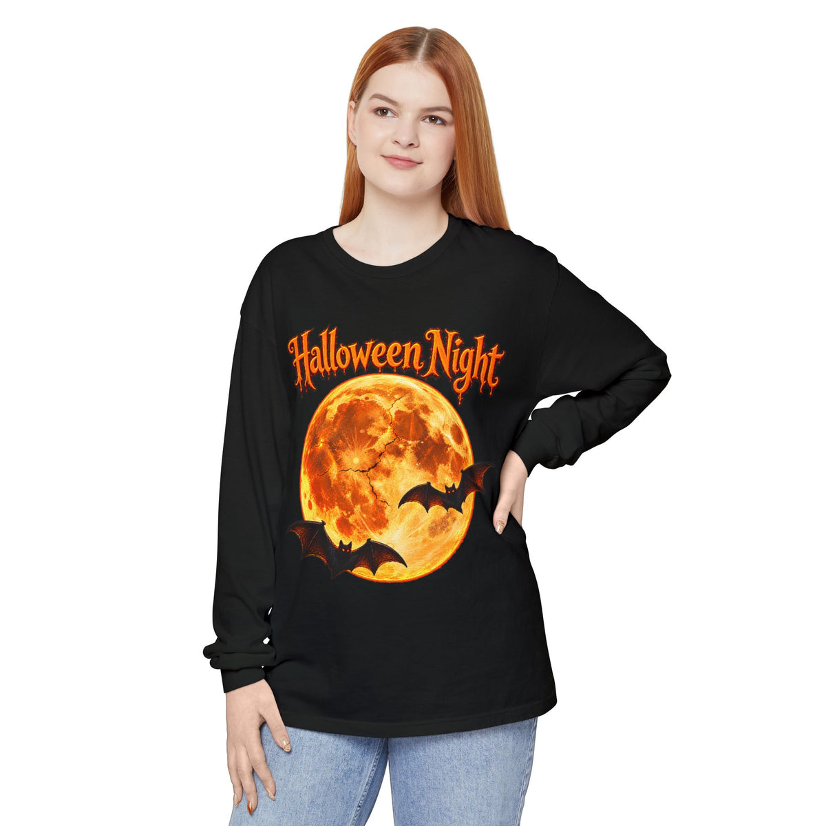 Halloween Night Moon bats Long Sleeve T-Shirt | Halloween