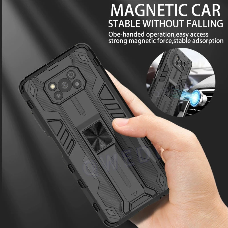 Magnetic Armor Phone Case with Kickstand