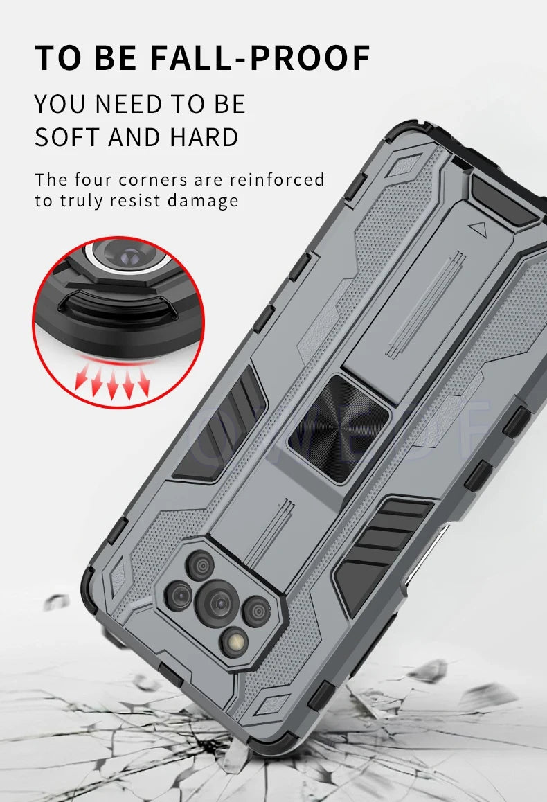 Magnetic Armor Phone Case with Kickstand