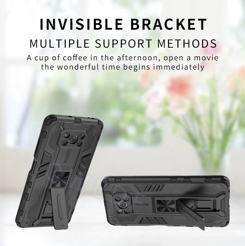 Magnetic Armor Phone Case with Kickstand