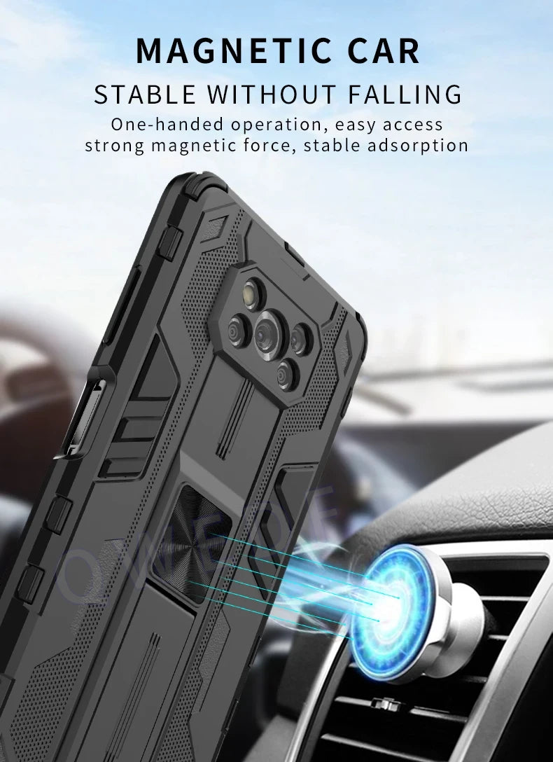 Magnetic Armor Phone Case with Kickstand