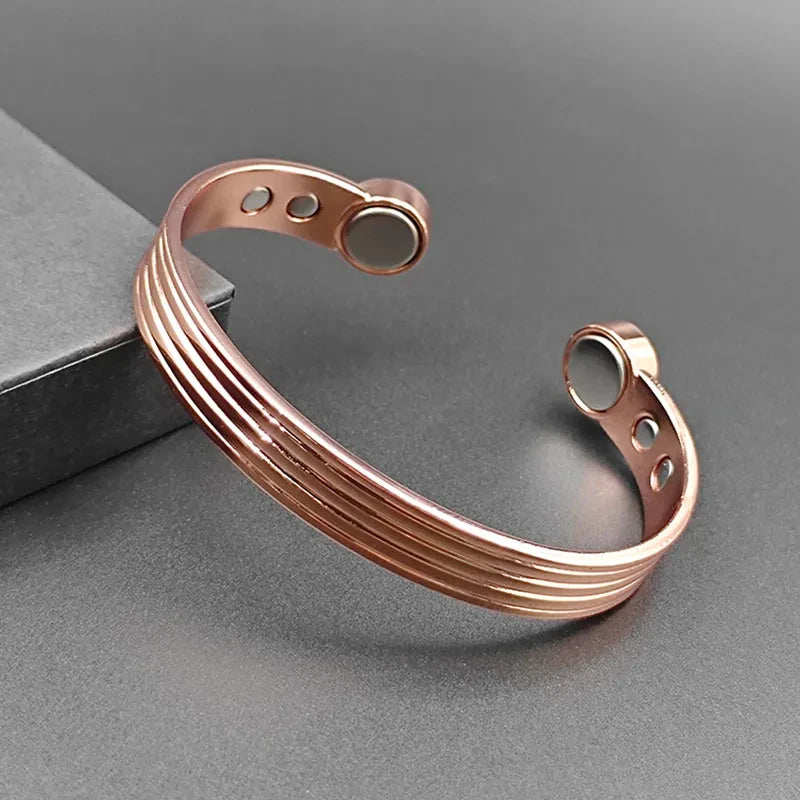 Rose Gold Copper Magnetic Cuff Bracelet