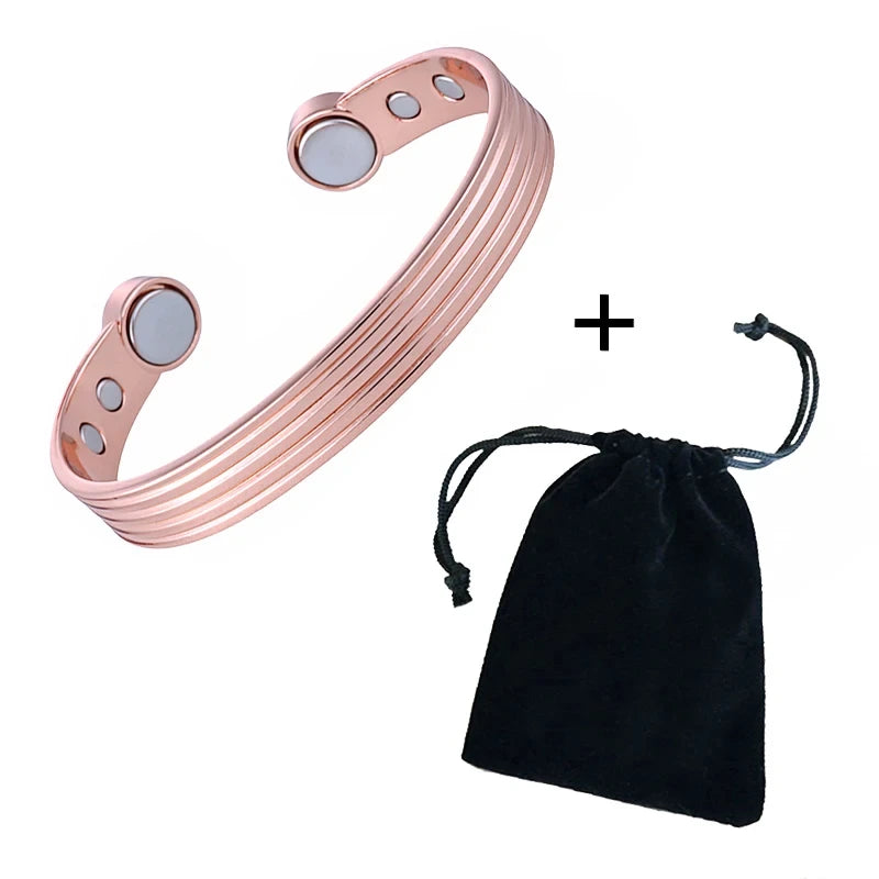 Rose Gold Copper Magnetic Cuff Bracelet
