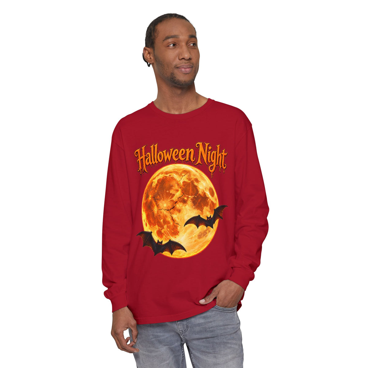 Halloween Night Moon bats Long Sleeve T-Shirt | Halloween