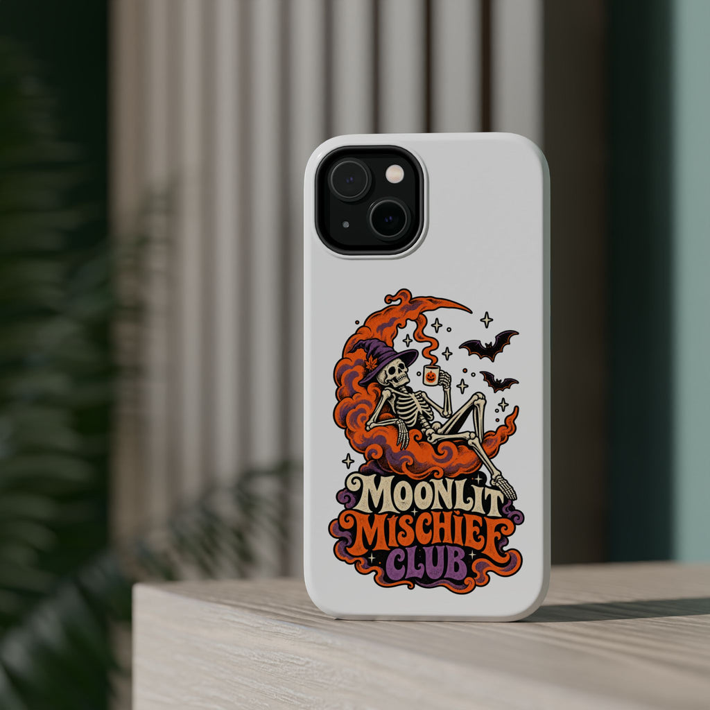 Moonlit Mischief Club Phone Case | Skeleton, Moon, Bats, Halloween