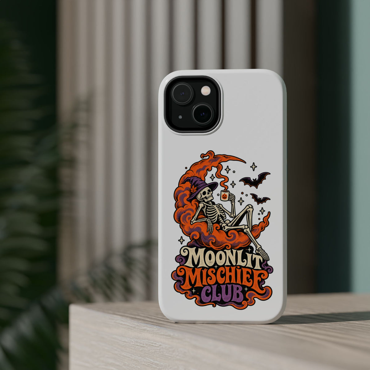 Moonlit Mischief Club Phone Case | Skeleton, Moon, Bats, Halloween