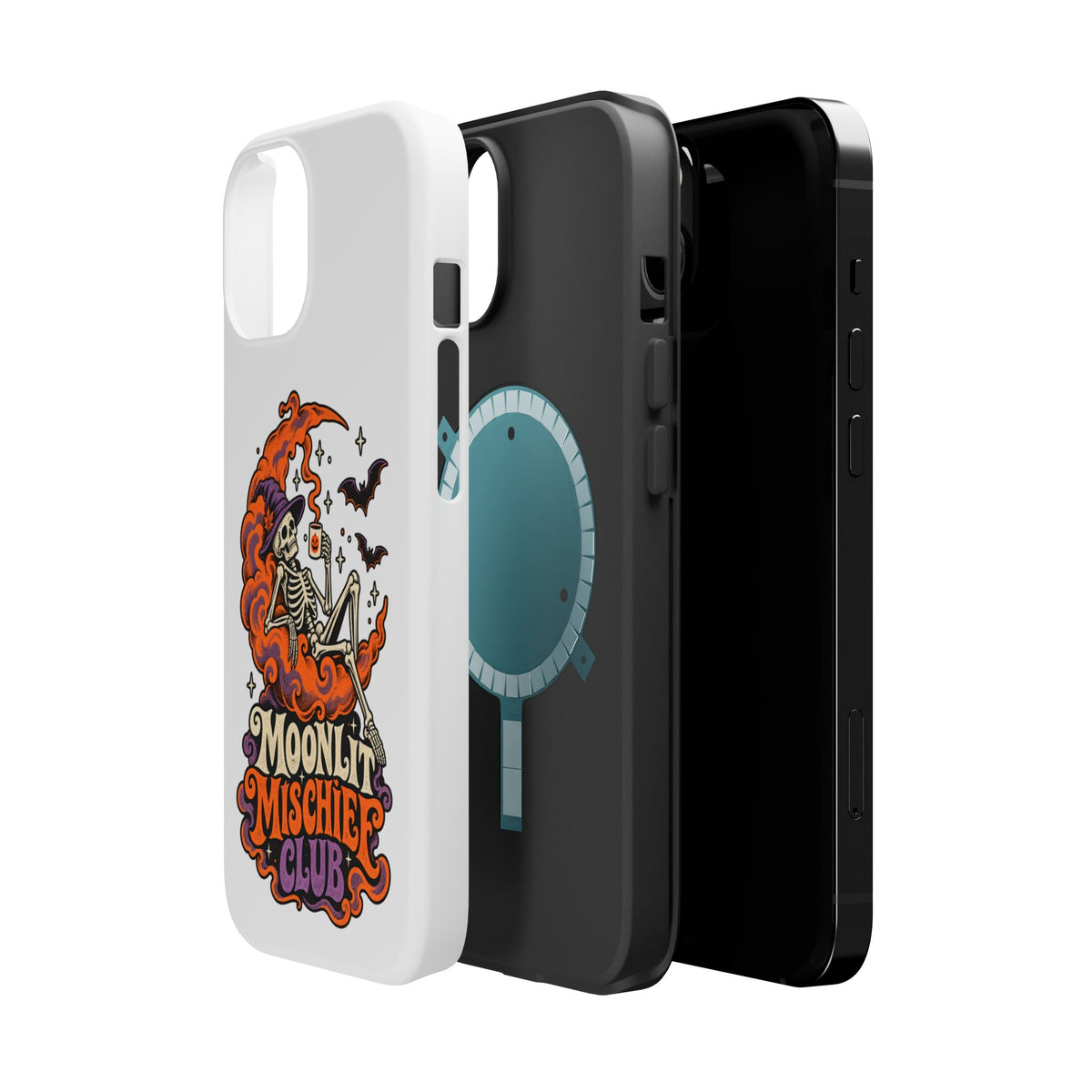 Moonlit Mischief Club Phone Case | Skeleton, Moon, Bats, Halloween