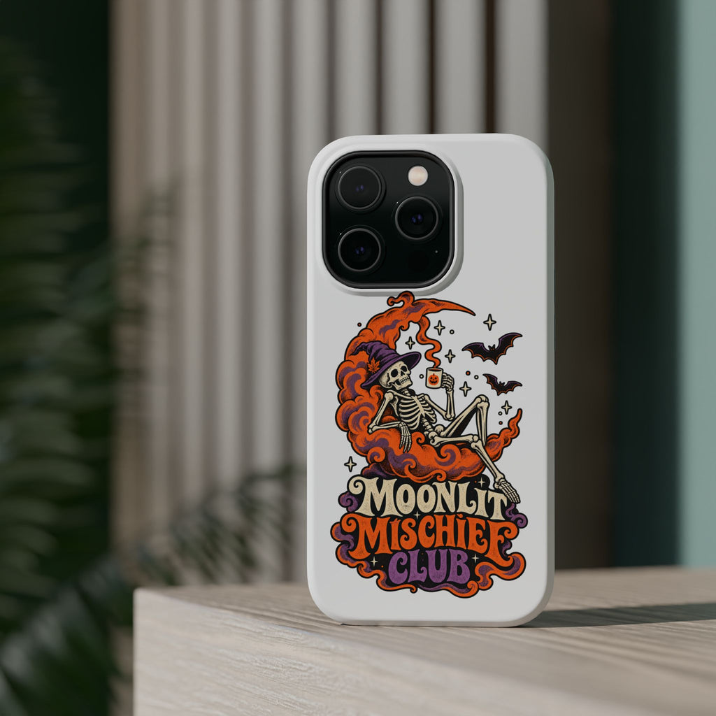 Moonlit Mischief Club Phone Case | Skeleton, Moon, Bats, Halloween