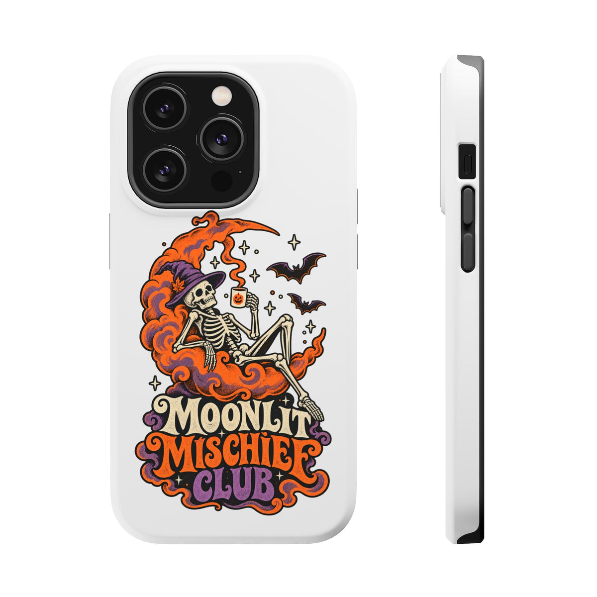 Moonlit Mischief Club Phone Case | Skeleton, Moon, Bats, Halloween