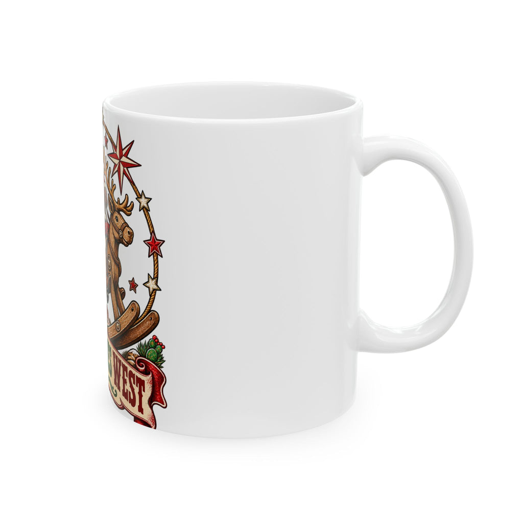 Santa on Rocking Reindeer Mug | Winter Rides West Christmas Coffee Cup