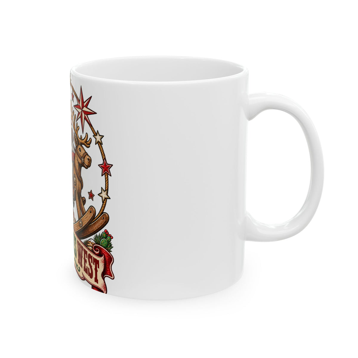 Santa on Rocking Reindeer Mug | Winter Rides West Christmas Coffee Cup