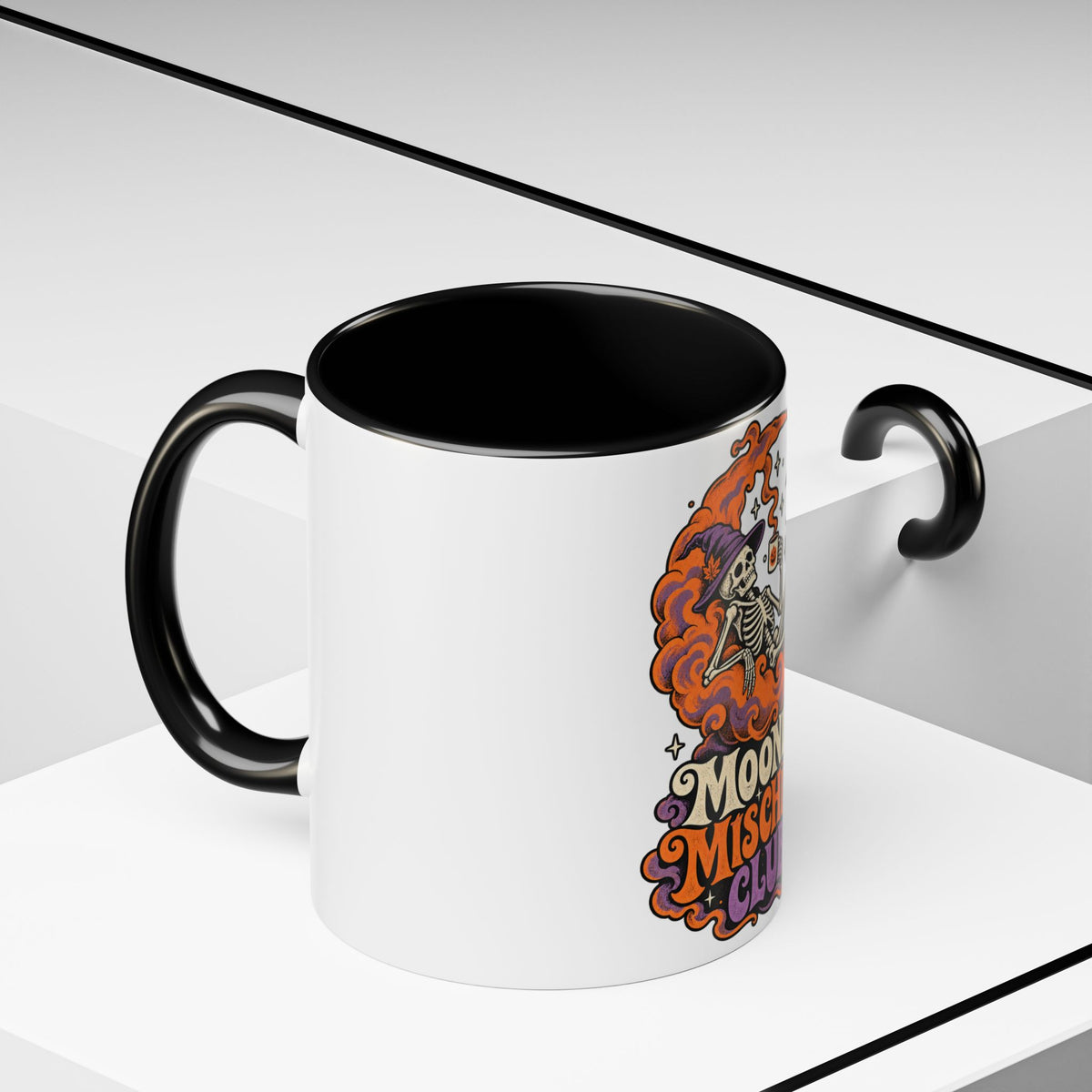 Moonlit Mischief Club Mug | Halloween Skeleton Coffee Cup