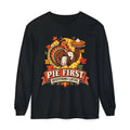 Pie First Turkey illustration Long Sleeve T-Shirt | Thanksgiving leaves