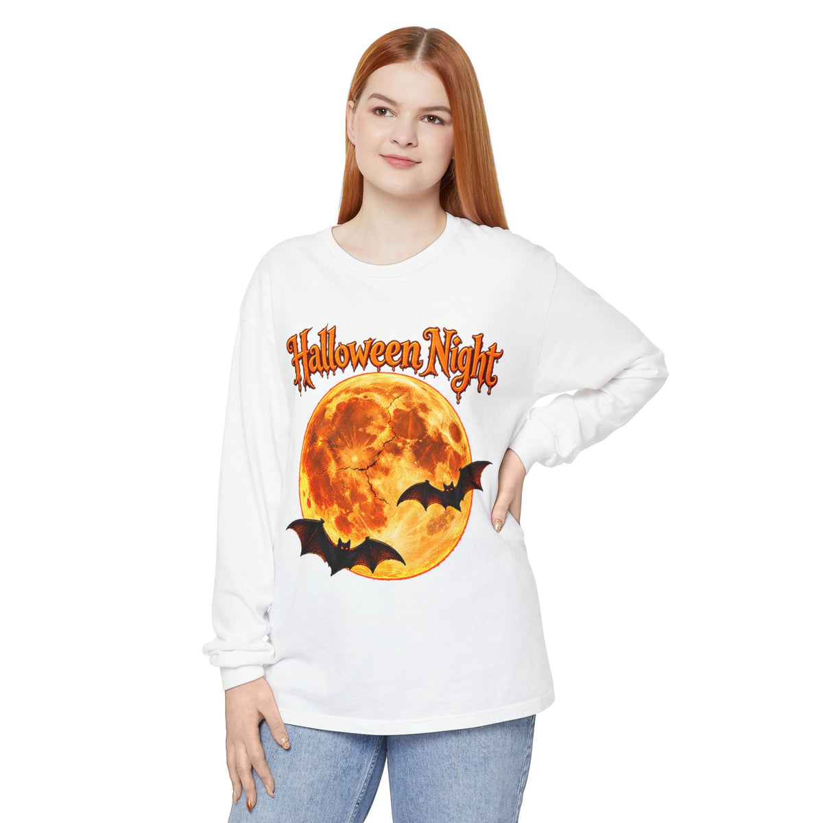 Halloween Night Moon bats Long Sleeve T-Shirt | Halloween