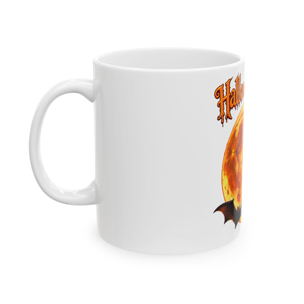 Halloween Night Moon Mug | Bat Silhouette Ceramic Mug
