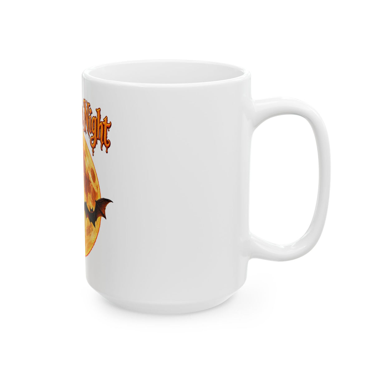 Halloween Night Moon Mug | Bat Silhouette Ceramic Mug