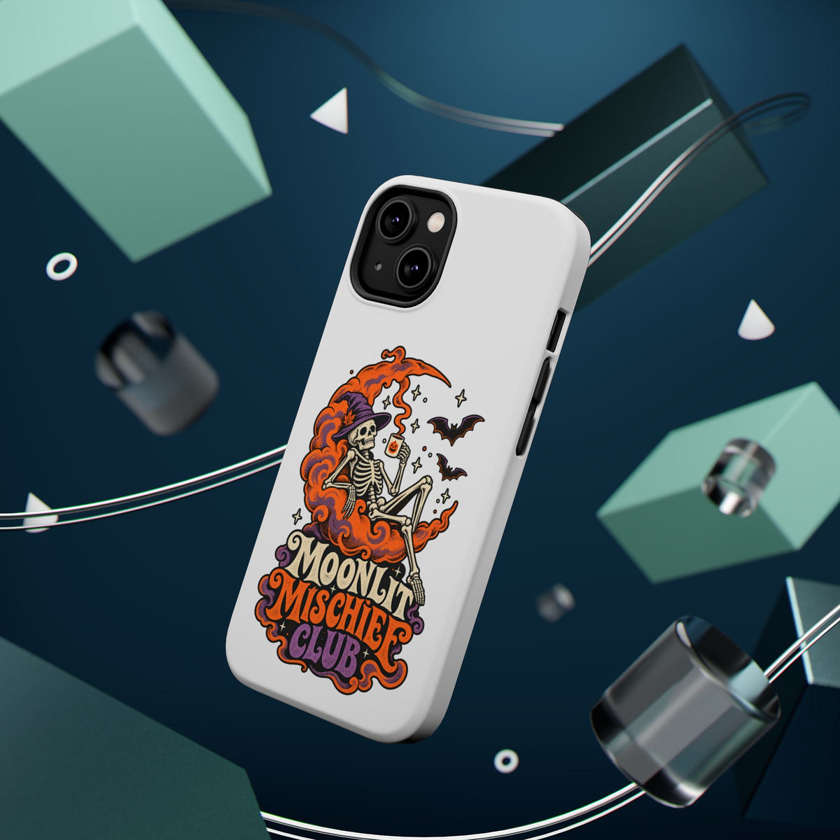 Moonlit Mischief Club Phone Case | Skeleton, Moon, Bats, Halloween