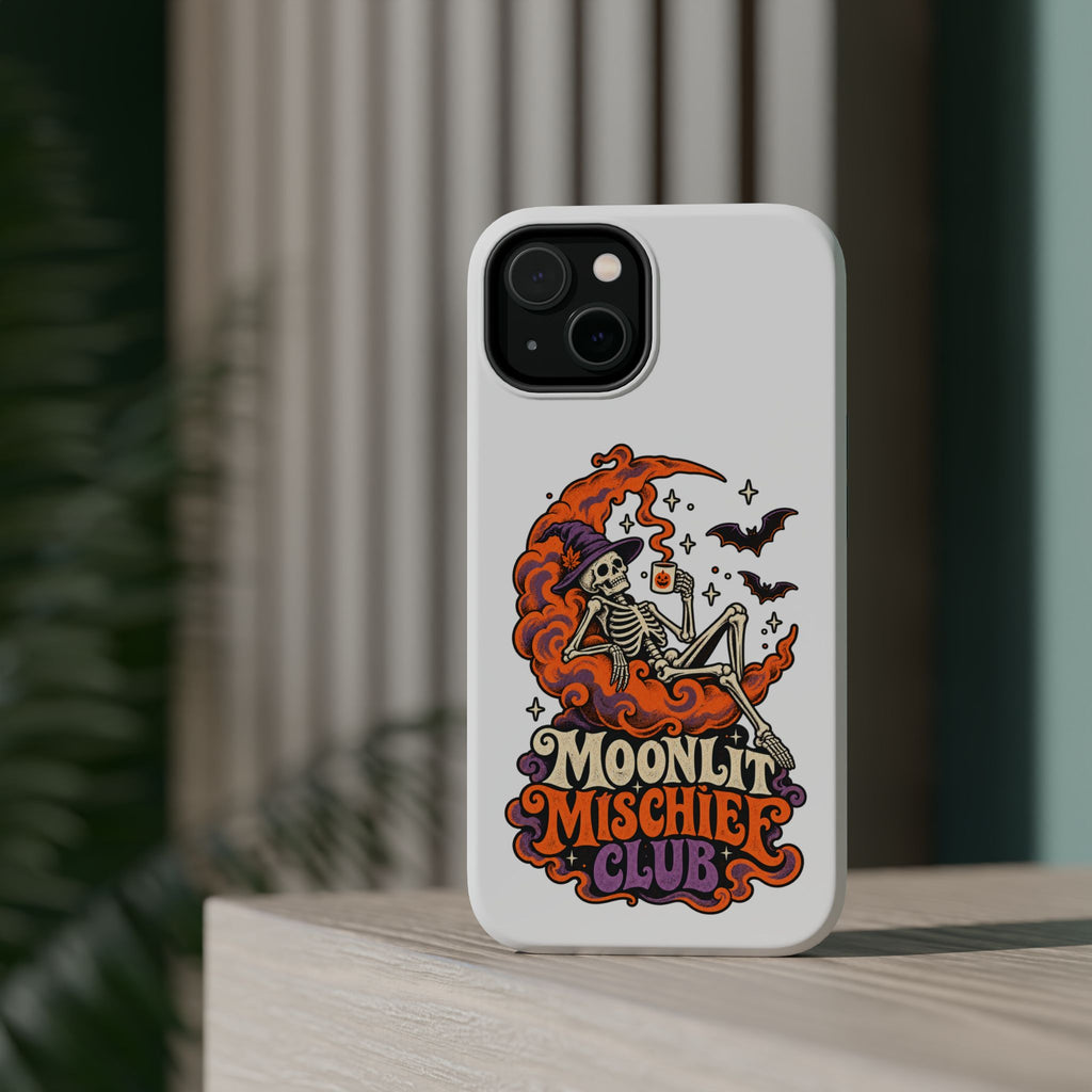 Moonlit Mischief Club Phone Case | Skeleton, Moon, Bats, Halloween