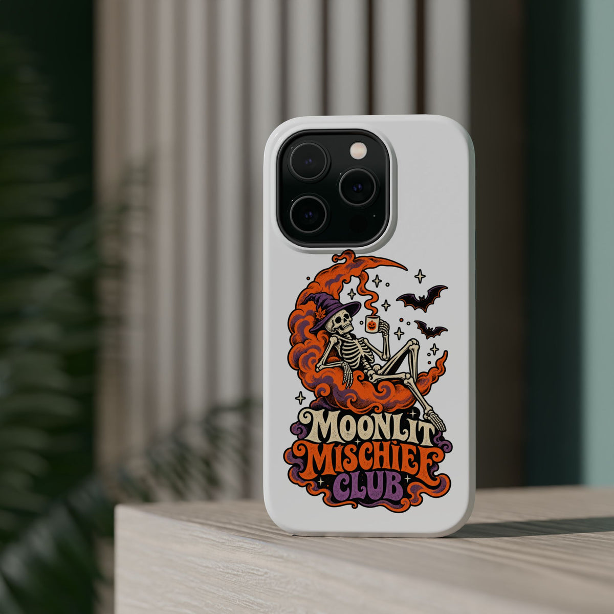 Moonlit Mischief Club Phone Case | Skeleton, Moon, Bats, Halloween