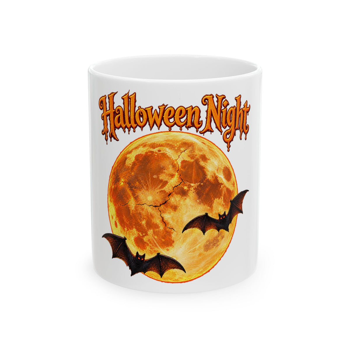 Halloween Night Moon Mug | Bat Silhouette Ceramic Mug