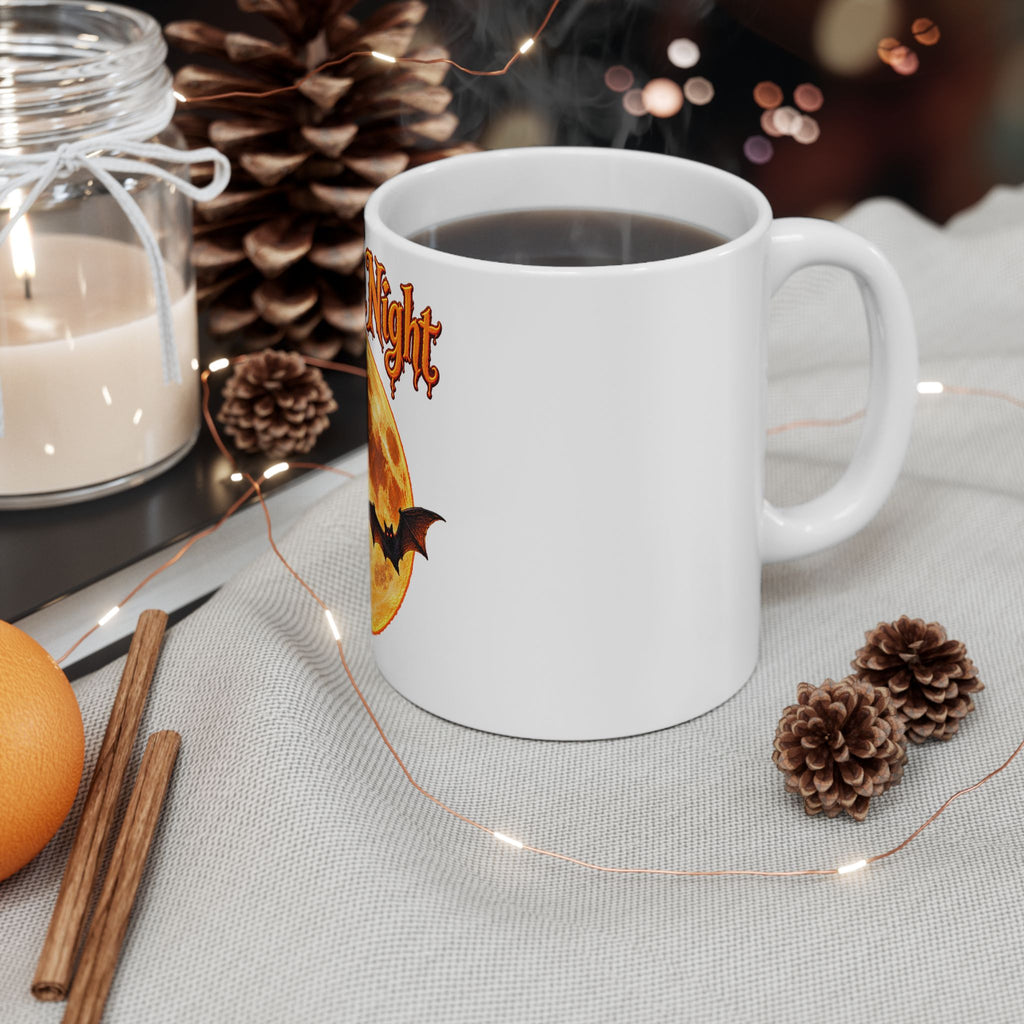 Halloween Night Moon Mug | Bat Silhouette Ceramic Mug