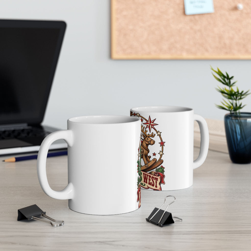 Santa on Rocking Reindeer Mug | Winter Rides West Christmas Coffee Cup