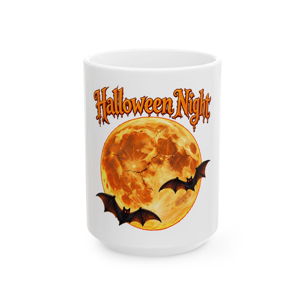 Halloween Night Moon Mug | Bat Silhouette Ceramic Mug