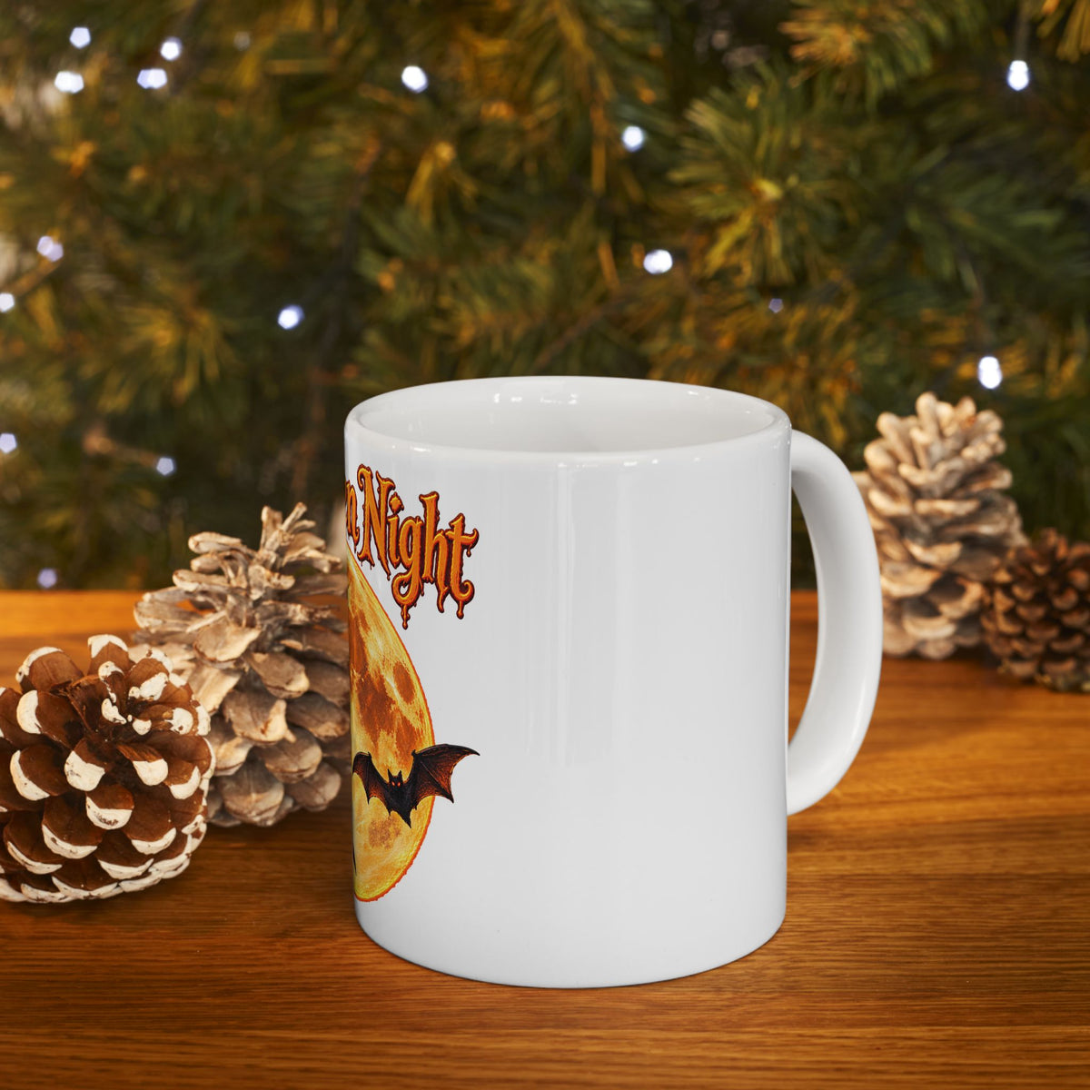 Halloween Night Moon Mug | Bat Silhouette Ceramic Mug